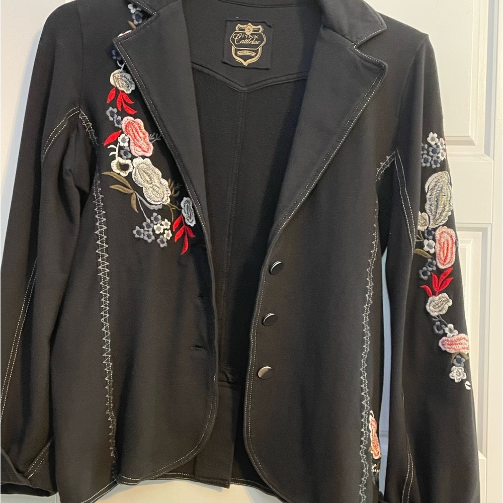 Black Embroidered Western Style Jacket, Size Small, 95% cotton, 5% Lycra - Picture 4 of 8